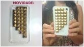 Case dourada com spikes para iphone 4g/4s