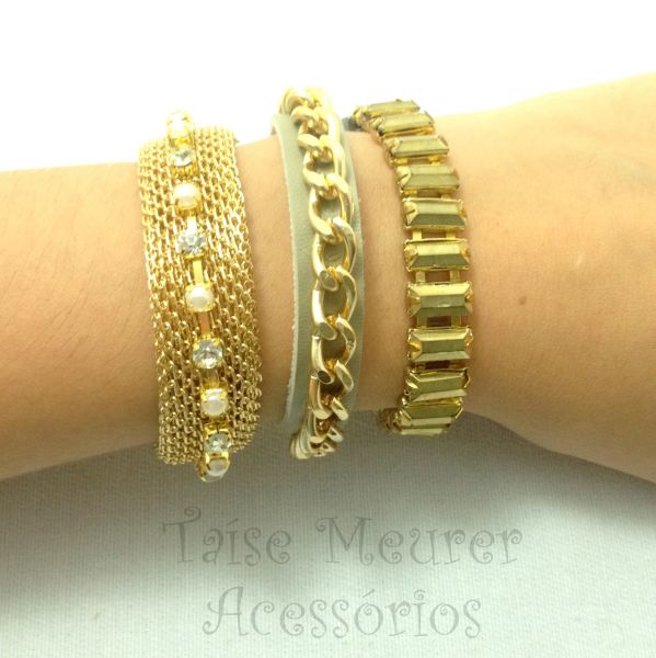 Conjunto neutro de 3 pulseiras