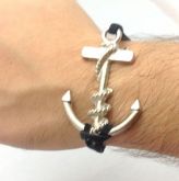 Pulseira masculina âncora prateada