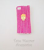 Case caveira com cristais rosas para Iphone 4/4s