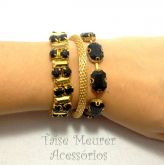 Conjunto dourado festa de 3 pulseiras