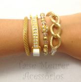 Conjunto dourado de 4 pulseiras